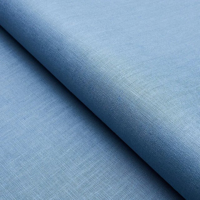 Schumacher Middleton Linen Fabric in Chambray For Sale