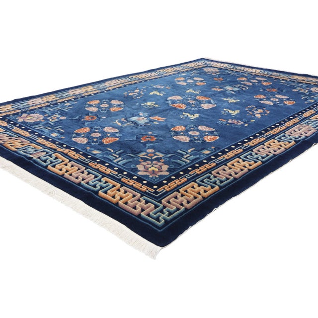 79078 Antique Chinese Peking Rug, 06'03 x 09'01. This hand-knotted wool antique Chinese Peking rug is a stunning...