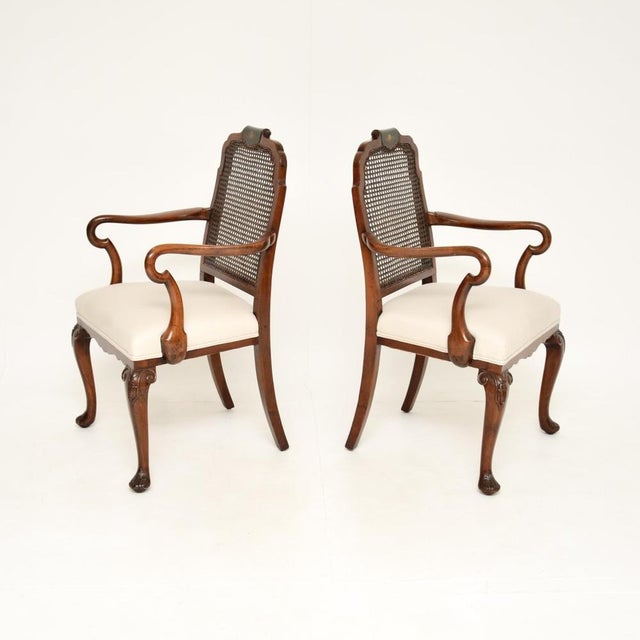 Antique Edwardian Lacquered Walnut and Cane Armchairs, 1900, Set of 2 For Sale - Image 3 of 12