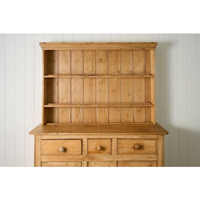 19th Century English Victorian Pine Dresser Base With Topper For Sale - Image 4 of 17