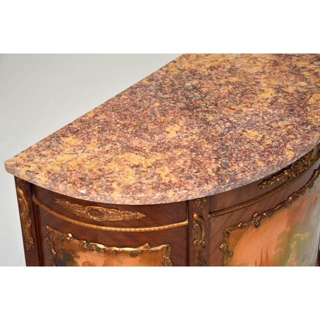 Wood Antique French Marble Top Painted Cabinet, 1930s For Sale - Image 7 of 12