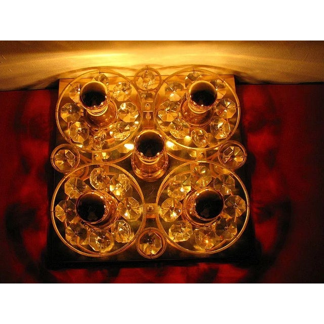 Mid-Century Modern Gold and Crystal Glass Sconce, 1960s For Sale - Image 3 of 18