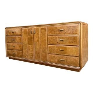 1960s American of Martinsville Burlwood Lowboy Dresser For Sale