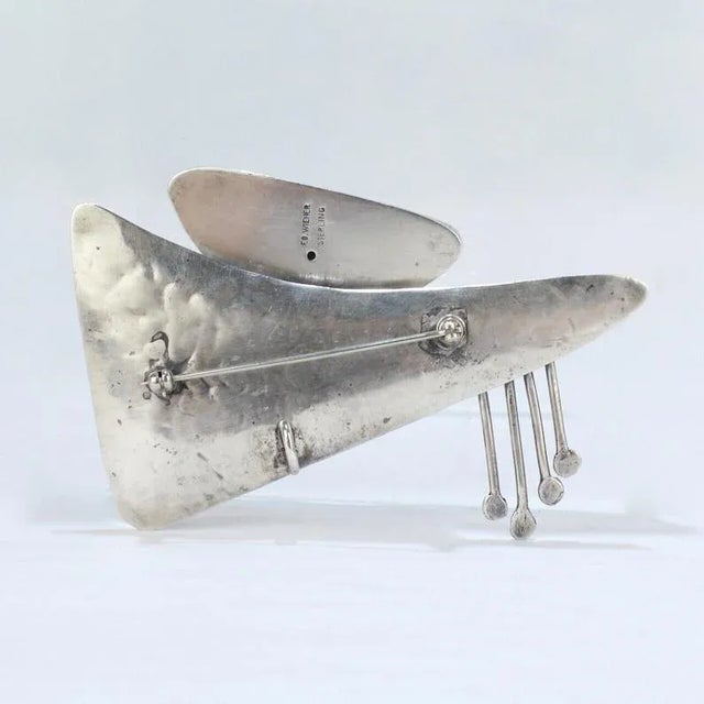 Ed Wiener Sterling Silver & Malachite Midcentury Modernist Brooch / Pendant For Sale In Philadelphia - Image 6 of 10