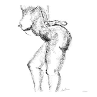 "Diva" Fine Art Charcoal on Paper Drawing For Sale