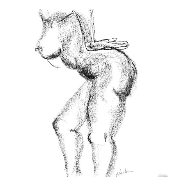 "Diva" Fine Art Charcoal on Paper Drawing For Sale