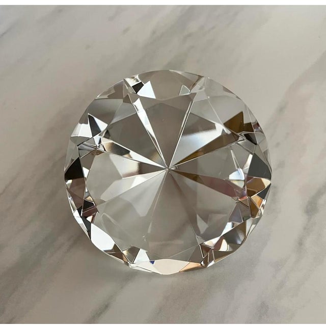 Pop Art 1980’s Diamond Crystal-Glass Paperweight For Sale - Image 3 of 7