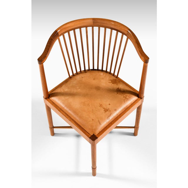 Dining Chairs in Mahogany and Leather attributed to Børge Mogensen, 1944, Set of 8 For Sale - Image 3 of 11