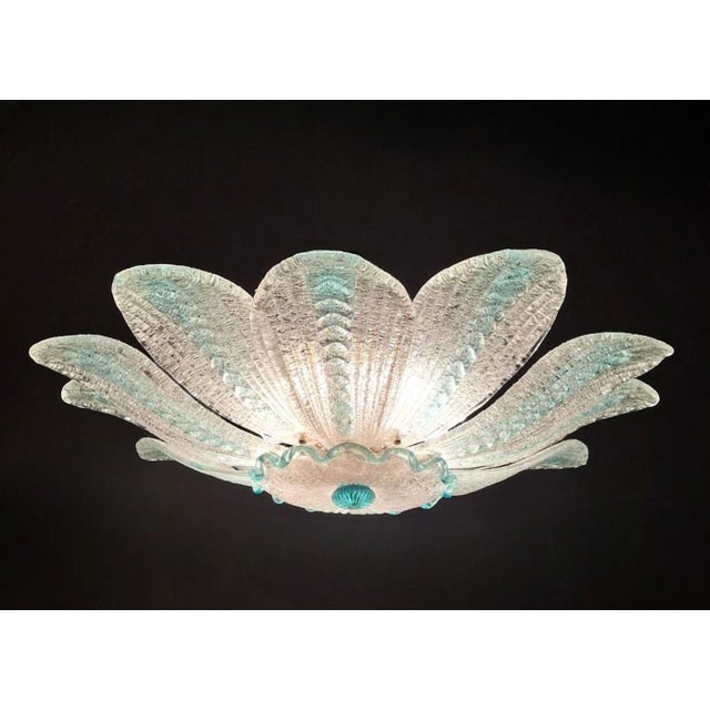 Barovier e Toso 1960s Clear and Blue Graniglia Murano Flush Mount For Sale - Image 4 of 7