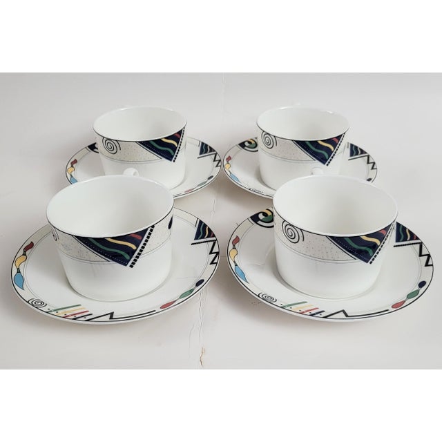 Mid-Century Modern Set of 8 MCM Modern Porcelain Cup & Saucer " Headline Ultima +" by Mikasa For Sale - Image 3 of 12
