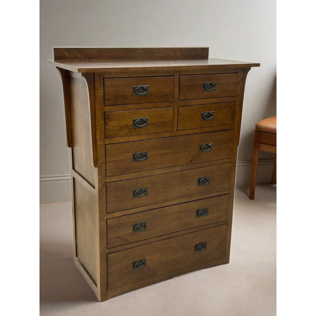 2020s Mission Quarter Sawn Oak 8 Drawer Dresser - Walnut For Sale - Image 5 of 11