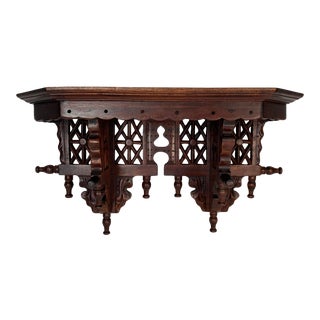 Antique Hand Carved Mahogany Wall Shelf For Sale