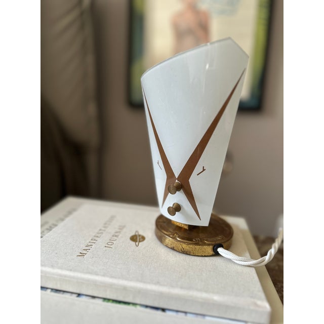 Mid-Century Italian Table Lamp with Glass Shade and Brass Finish For Sale - Image 12 of 15