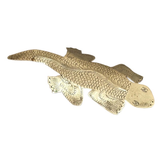 Mexican Etched Silver Metal Large Lizard Brooch For Sale