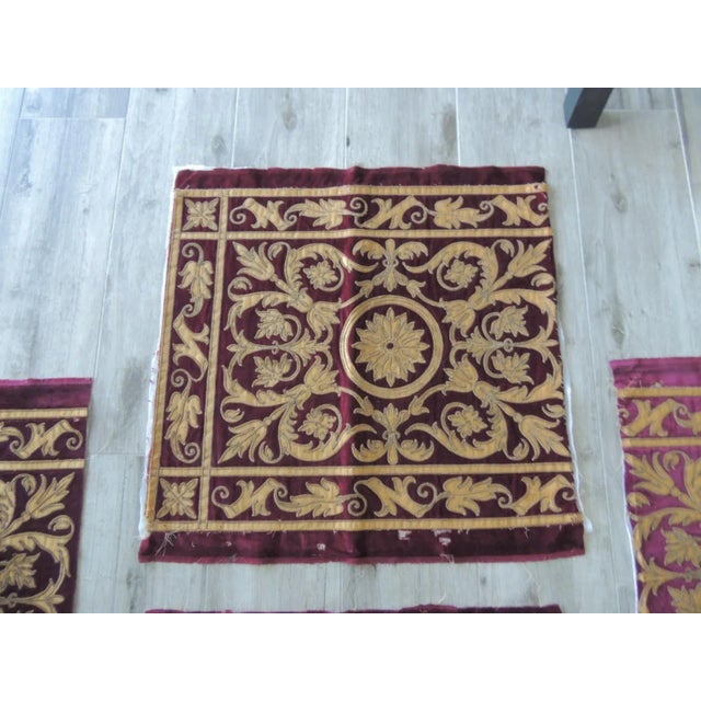 Applique Gold and Burgundy Velvet Textile Remnants Set of 4 Chairish