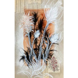Original Rustic Botanical, Large Mixed Media Artwork, "Thistles to Flowers" For Sale