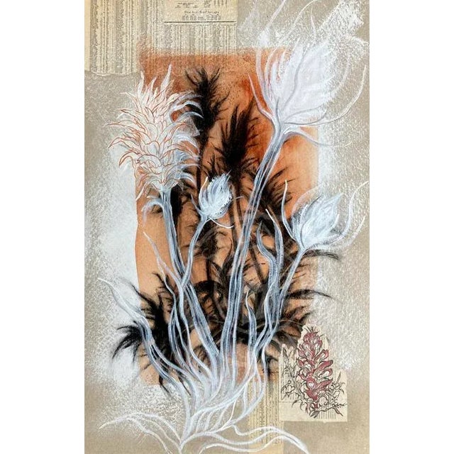 Original Rustic Botanical, Large Mixed Media Artwork, "Thistles to Flowers" For Sale
