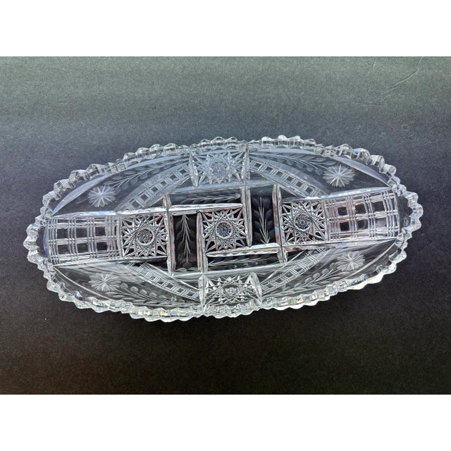 Early 20th Century Early 20th Century American Brilliant Period Cut Crystal Celery Boat For Sale - Image 5 of 11