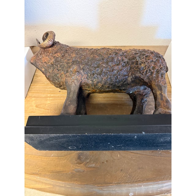 Metal Bronze Ram Sheep Sculpture For Sale - Image 7 of 8