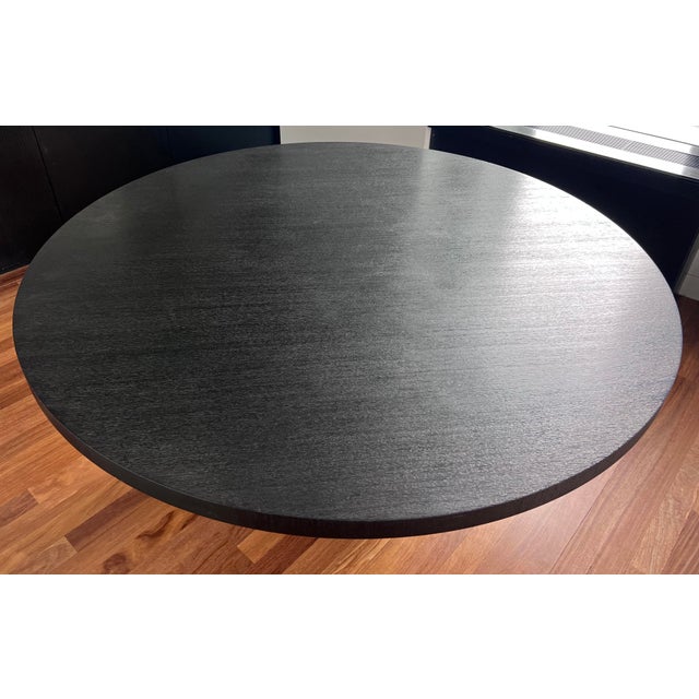 Armani Casa Armani Casa 63" Round Dining Table – Black Cerused Oak Pedestal – Italian Modern by Giorgio Armani For Sale - Image 4 of 6