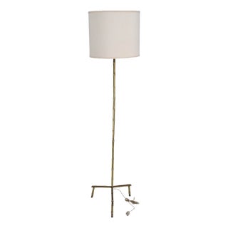 Mid-Century Italian Brass Faux Bamboo Floor Lamp, 1960s For Sale