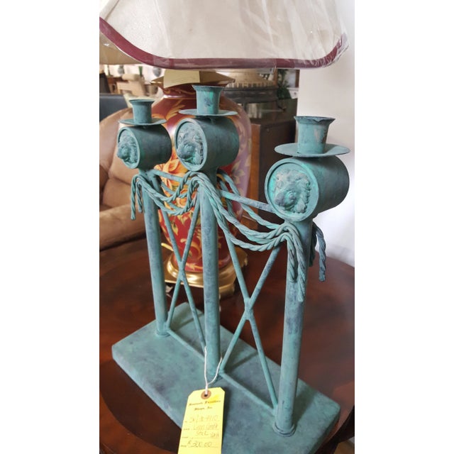 Lion Head Verdigris Patina Candle Holder by Guild Master For Sale - Image 10 of 12