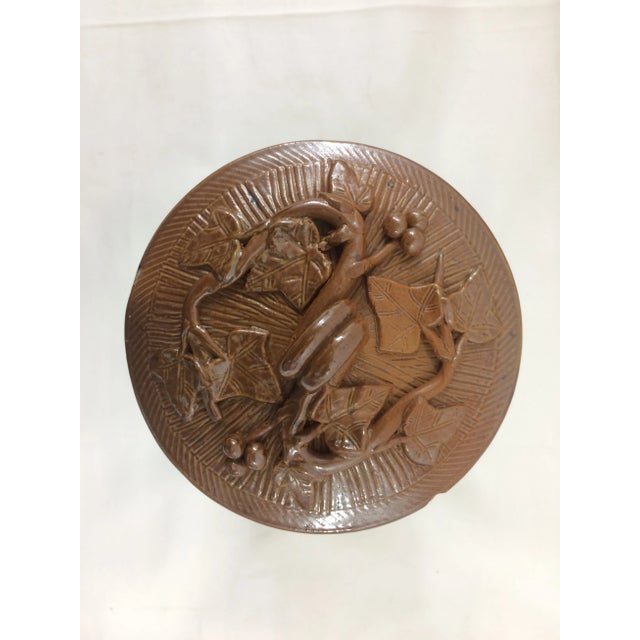 Brown French 19th Century Tobacco Jar With Berry and Ivy Details For Sale - Image 6 of 8