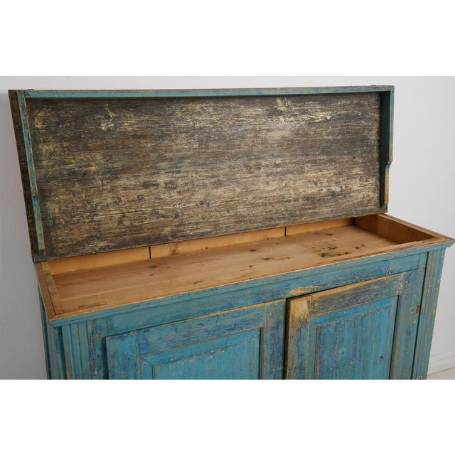 Antique Swedish Gustavian Blue Painted Country Sideboard For Sale - Image 10 of 14