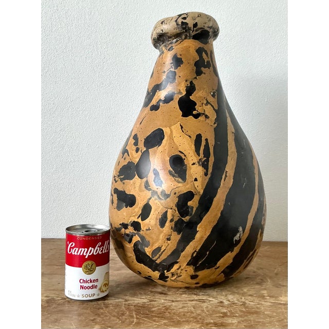 Tan Vintage Boho Artisanal Pigmented Plaster Scagliola Vase For Sale - Image 8 of 12