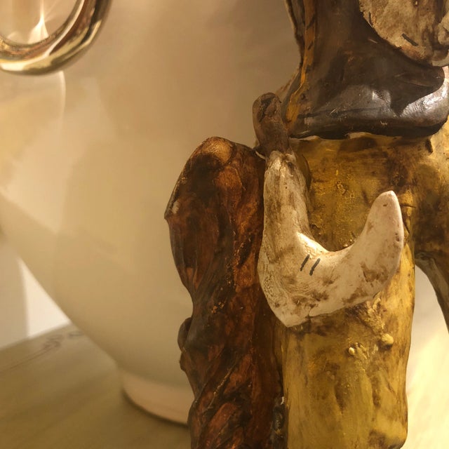 Italian Colorfully Hand Painted Ceramic Peasant Man Figurine - Holiday Decor For Sale In Dallas - Image 6 of 12