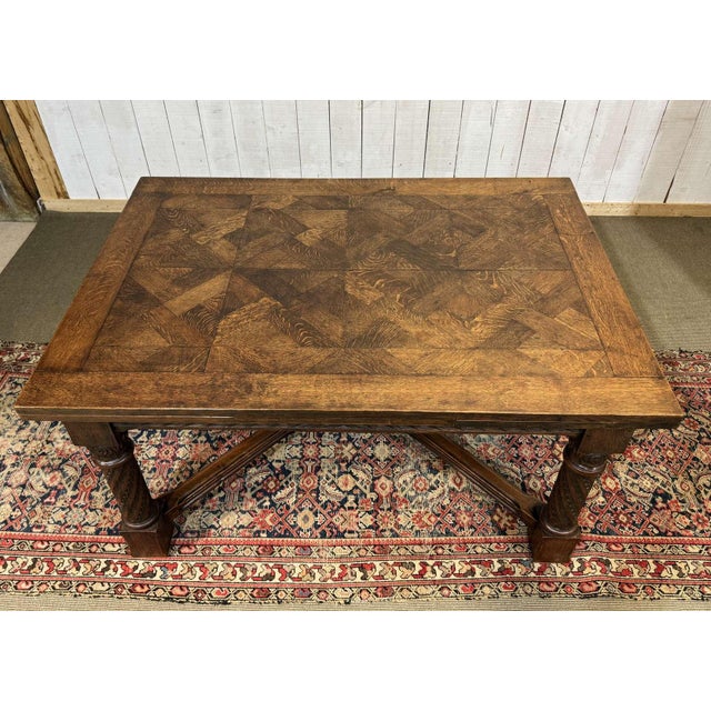 Extendable Oak Table with Gothic Decoration, 1930s For Sale - Image 4 of 18