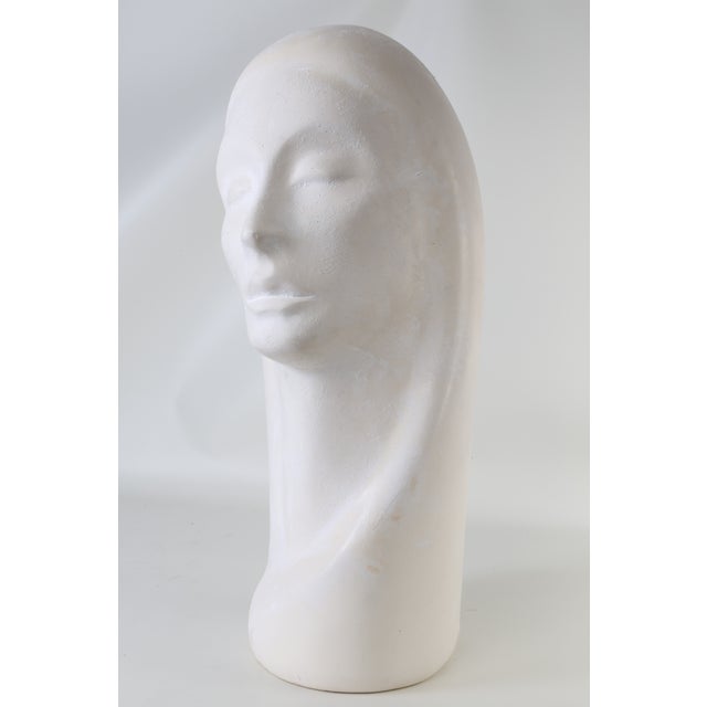 Ceramic Florentine White Art Studio Vintage Chalkware Mannequin Head Bust MCM Statue For Sale - Image 7 of 12