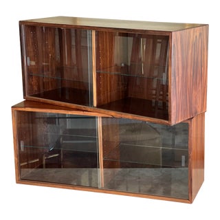 1950s Vintage H G Furniture Danish Teak Floating Wall Cabinets - a Pair For Sale
