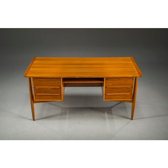 Mid-Century Modern Mid-Century Danish Teak Executive Desk by Arne Vodder for H.P. Hansen, 1960s For Sale - Image 3 of 18