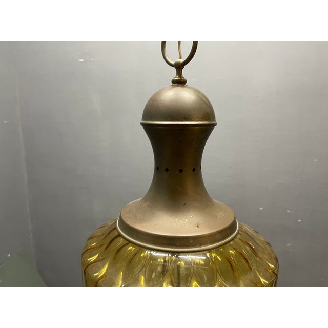 1960s Vintage Amber Glass Pendant Light, 1960s For Sale - Image 5 of 12