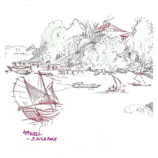 Painting by English artist Ivy Attwell (1895-1985). Attwell traveled extensively all over the world and recorded her...