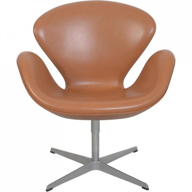Tall Swan Chair in Cognac Leather by Arne Jacobsen, 2006 For Sale - Image 14 of 14