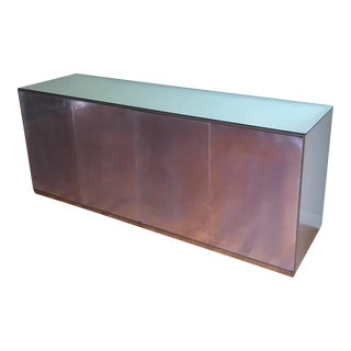 1970s Roche Bobois Style Steel + Mirrored Buffet For Sale