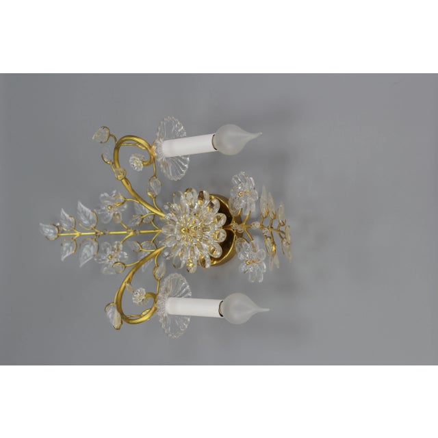German Floral Wall Sconce in Crystal and Brass by Palwa for Palme & Walter, 1960s For Sale - Image 13 of 18