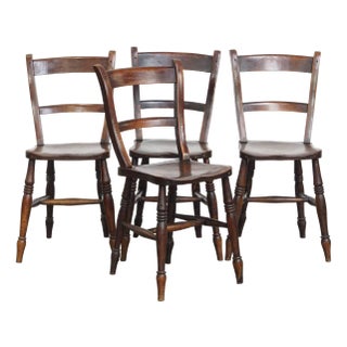 Antique English Oxford Dining Chairs, Set of 4 For Sale