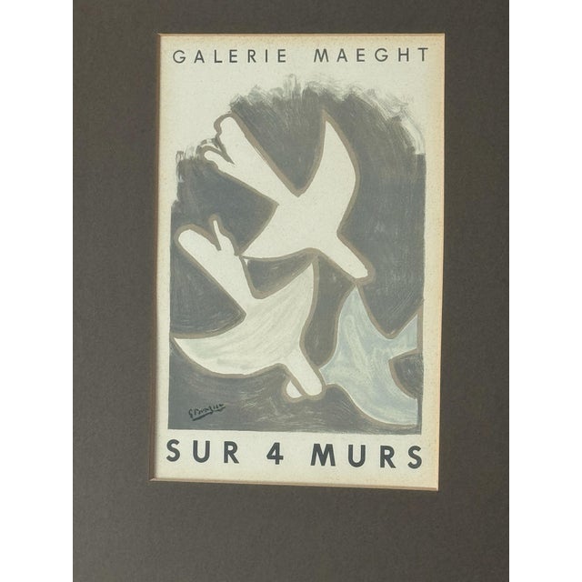 A beautiful lithographic poster for Braque’s 1959 exhibition at the Galerie Maeght, depicting flying doves in a painterly...