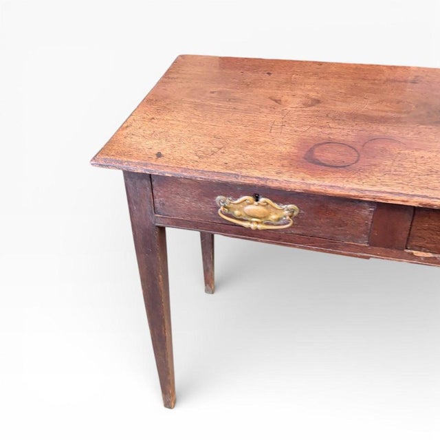 Antique Oak Desk with Brass Handles For Sale - Image 6 of 9