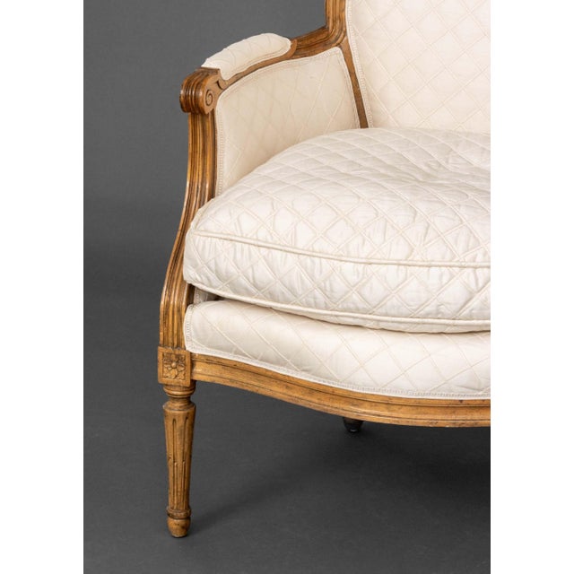 Late 20th Century Louis XVI Style Upholstered Walnut Bergere For Sale - Image 5 of 8