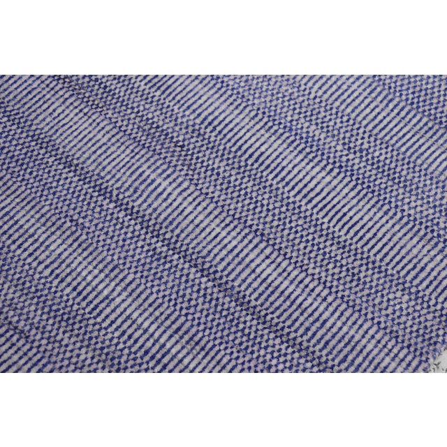 Textile Grass Modern Dexter Blue/Ivory Wool Rug Runner - 2'6'' X 9'8'' For Sale - Image 7 of 7