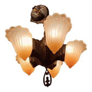 1930s Art Deco 5 Arm Chandelier by Lincoln Manufacturing Co. For Sale