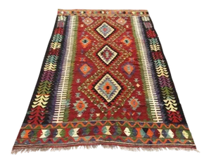 Vintage Turkish Kilim Rug - 62.5" X 99"
