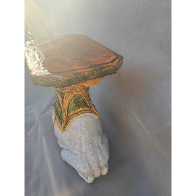 Vintage Majolica Style Camel Garden Seat For Sale - Image 9 of 14