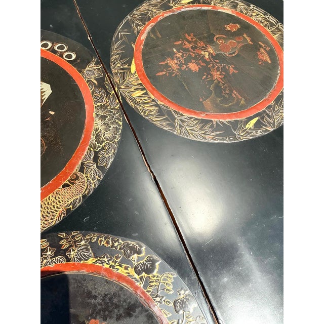 Vintage Victorian Chinese Export Lacquered Center Hall Table For Sale - Image 10 of 17