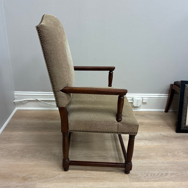 Traditional Restoration Hardware Mediterranean Empire Arm Chairs Pair For Sale - Image 3 of 10