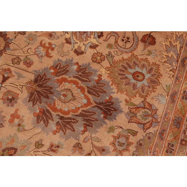 Floral 1990's Pak-Persian Taupe/Green Wool Rug - 6'0'' X 8'7'' For Sale In New York - Image 6 of 9